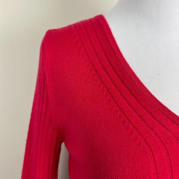 Krimson Klover Sweater Dress Womens XS Red 100% Merino Wool Long Sleeve V Neck - Picture 2 of 13